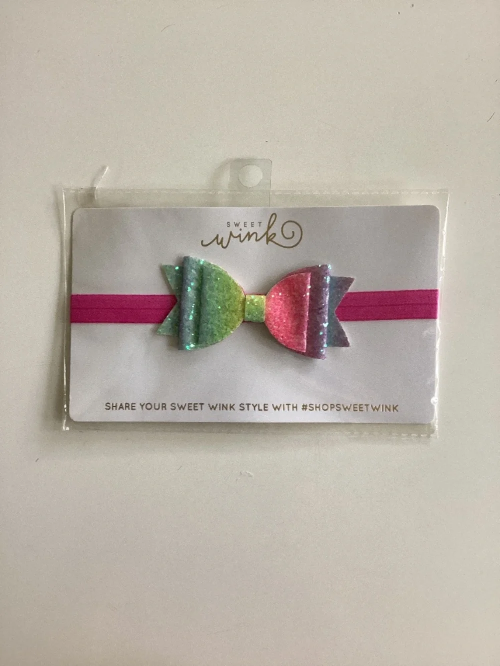 SWEET WINK Girls Glitter Ombre Bow Headband in Pink & Multicolor